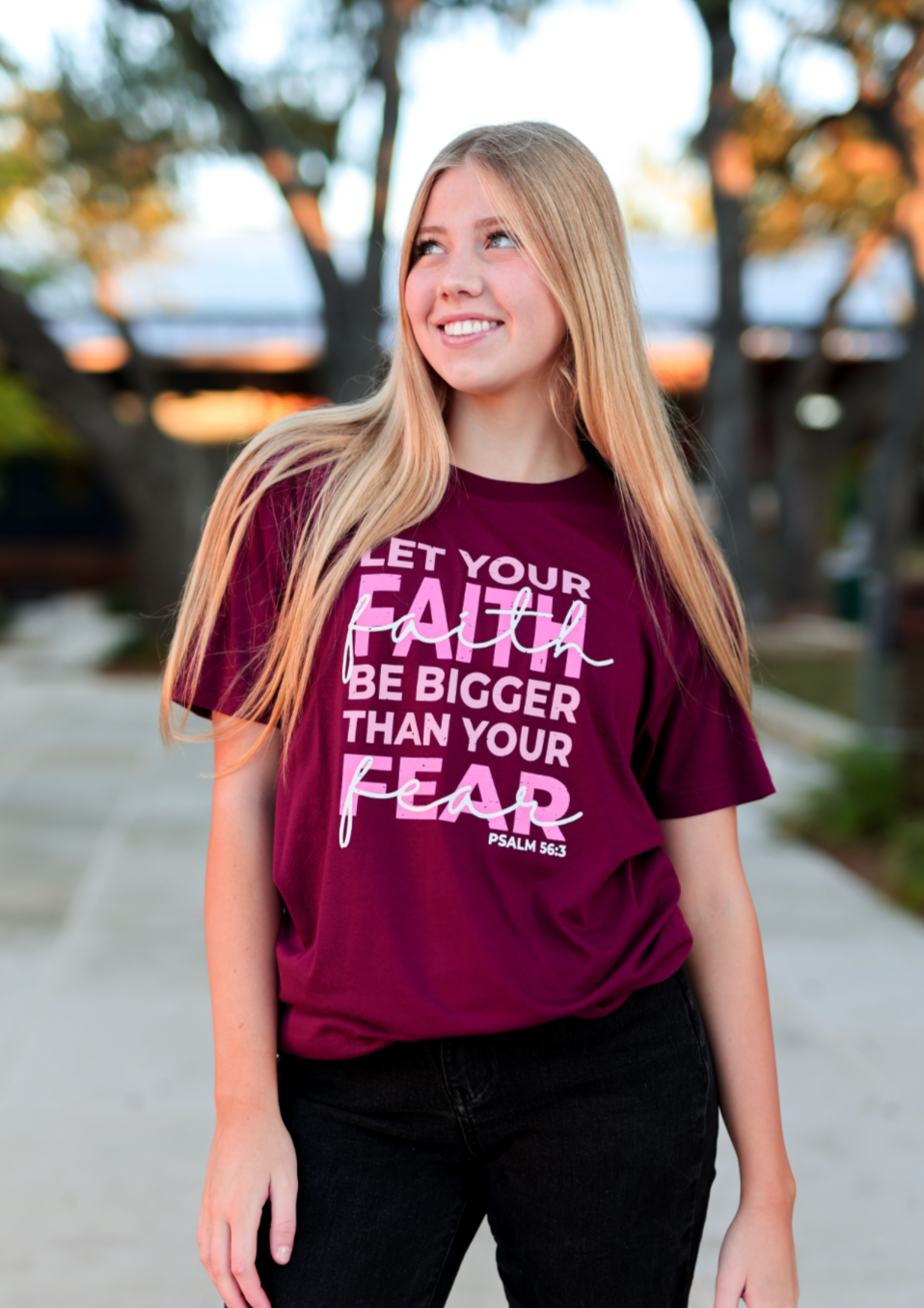 K&C Faith Bigger Than Fear - (Maroon) S/S Crew