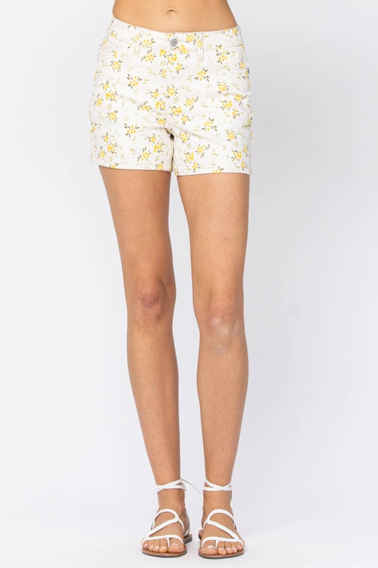 Judy Blue Flower Print Shorts