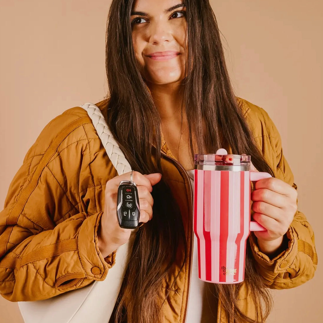 20 oz Lifestyle Flip Straw Tumbler-Peppermint Stripes