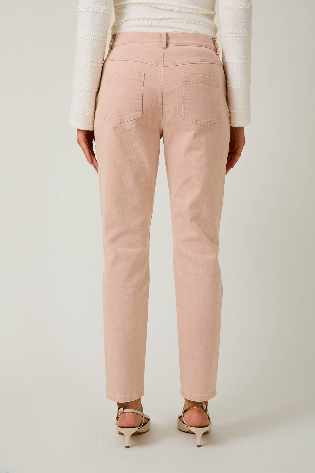 STRETCHY TWILL SLIM FIT WASHED PANTS: MAUVE