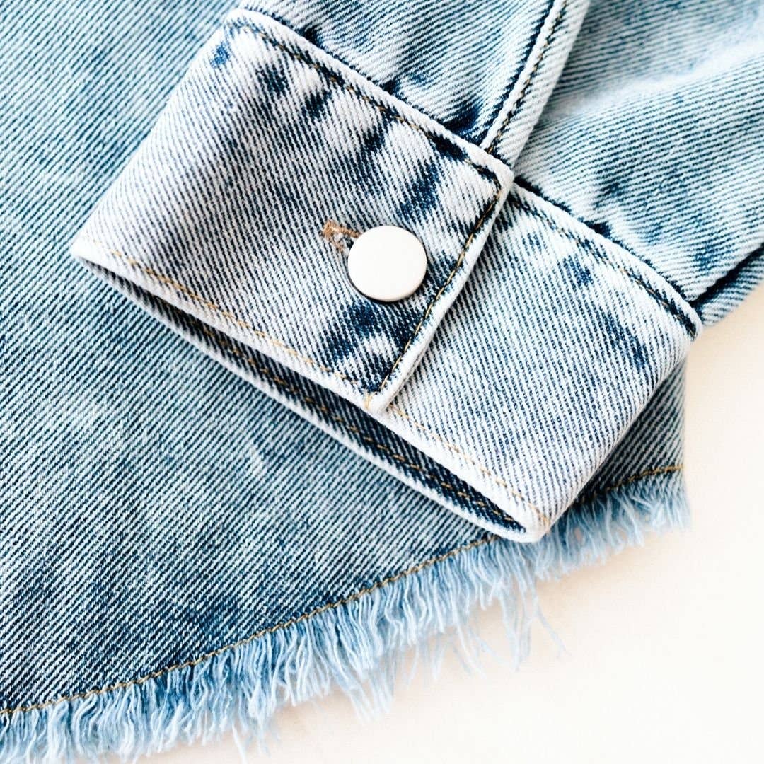 Blue Raw Hem Denim Jean Jacket