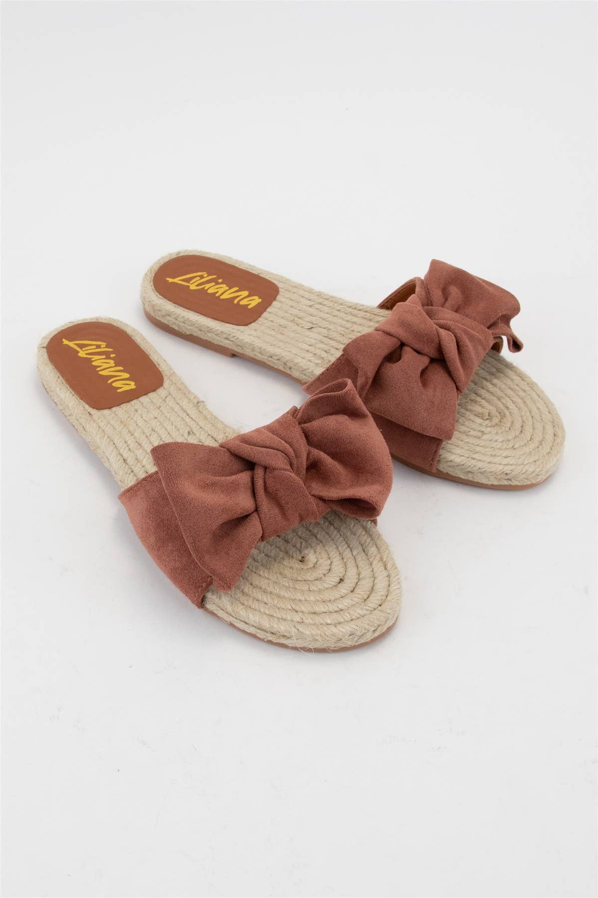 Aileen Oversized Bow Espadrille Slide Sandals: Mocha
