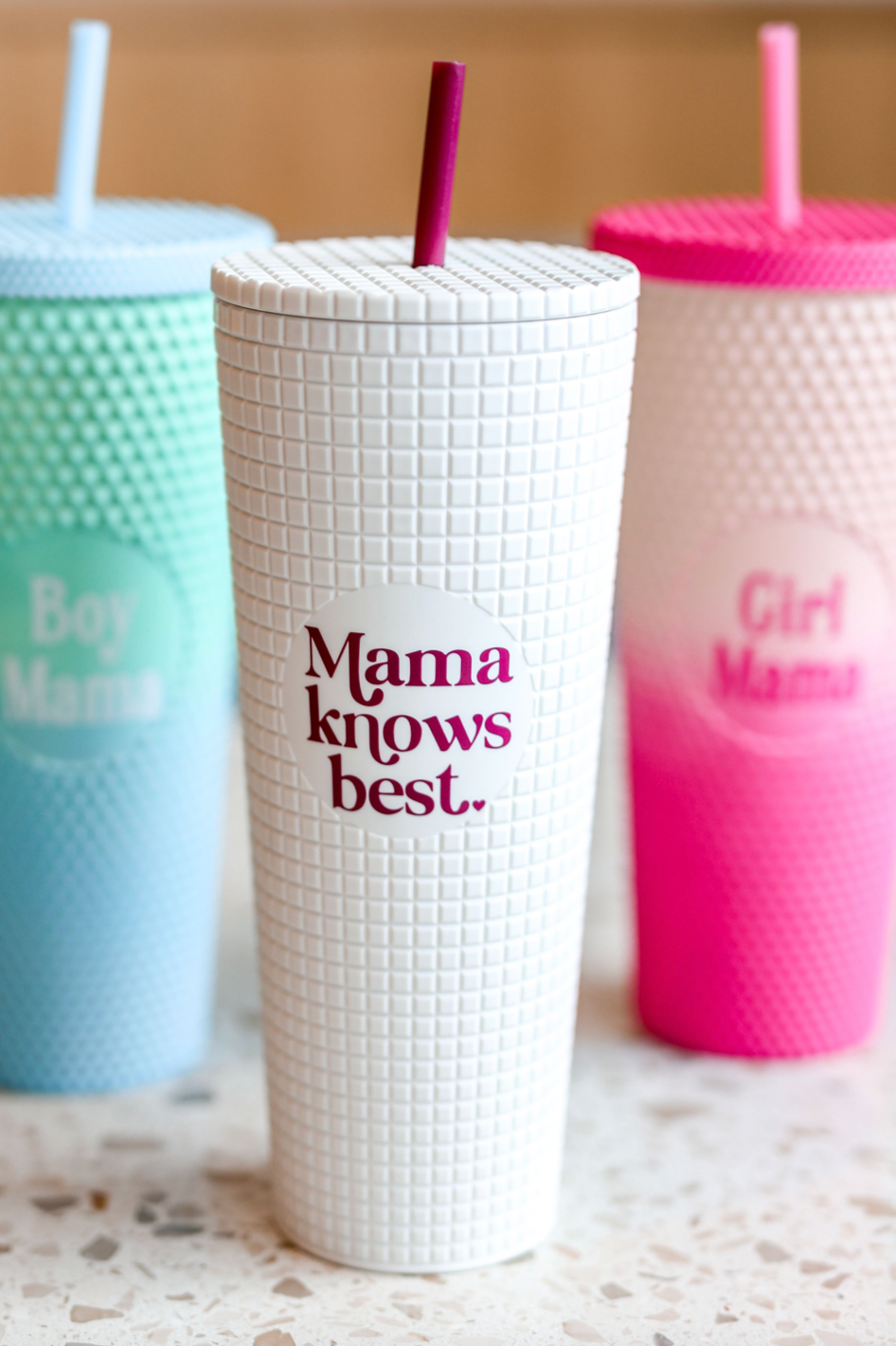 Smooth Textured Tumbler - Mama Knows Best (White)