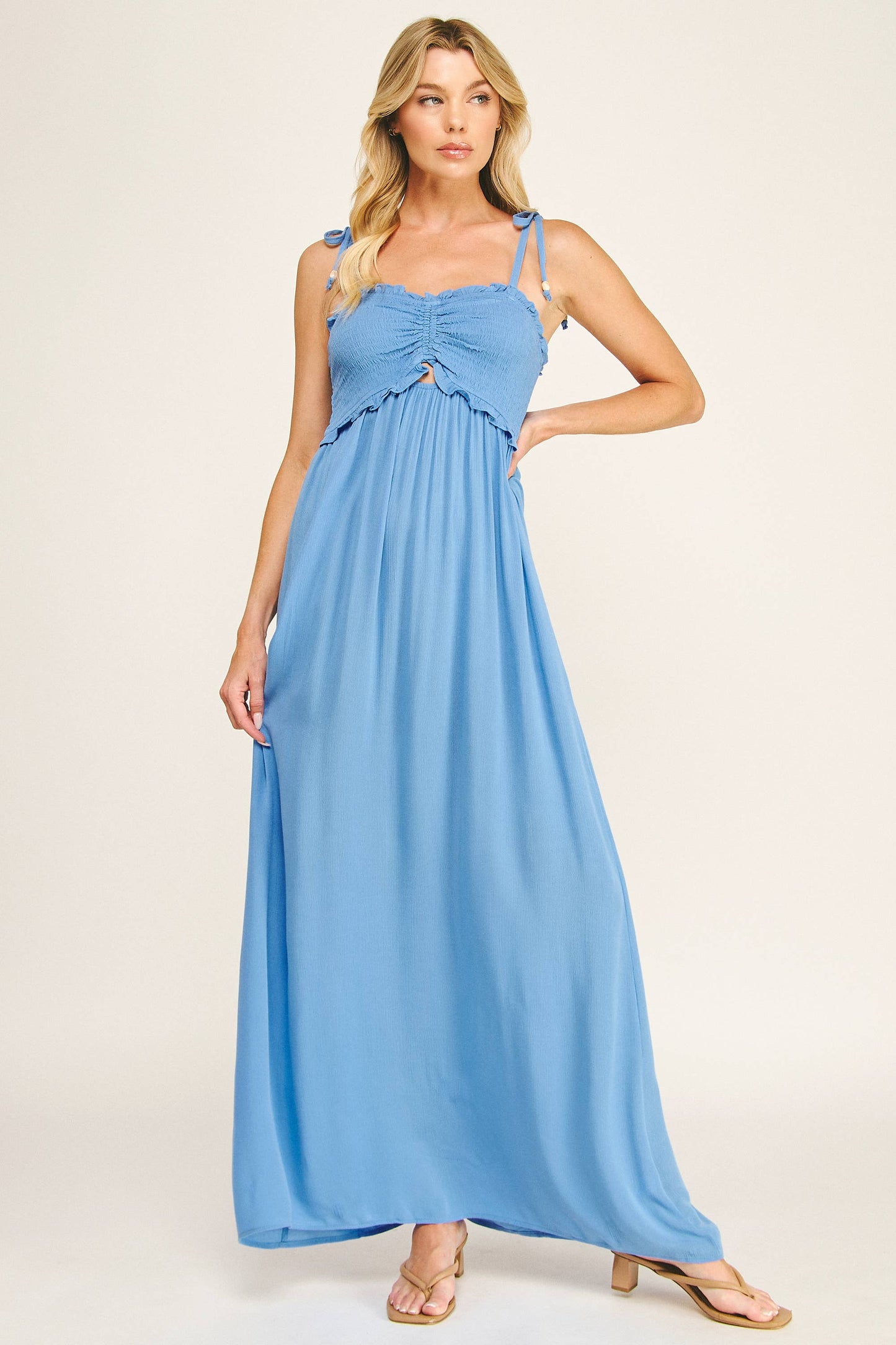 Summer Skies Soft Flow Rayon Maxi Dress - Ocean Blue