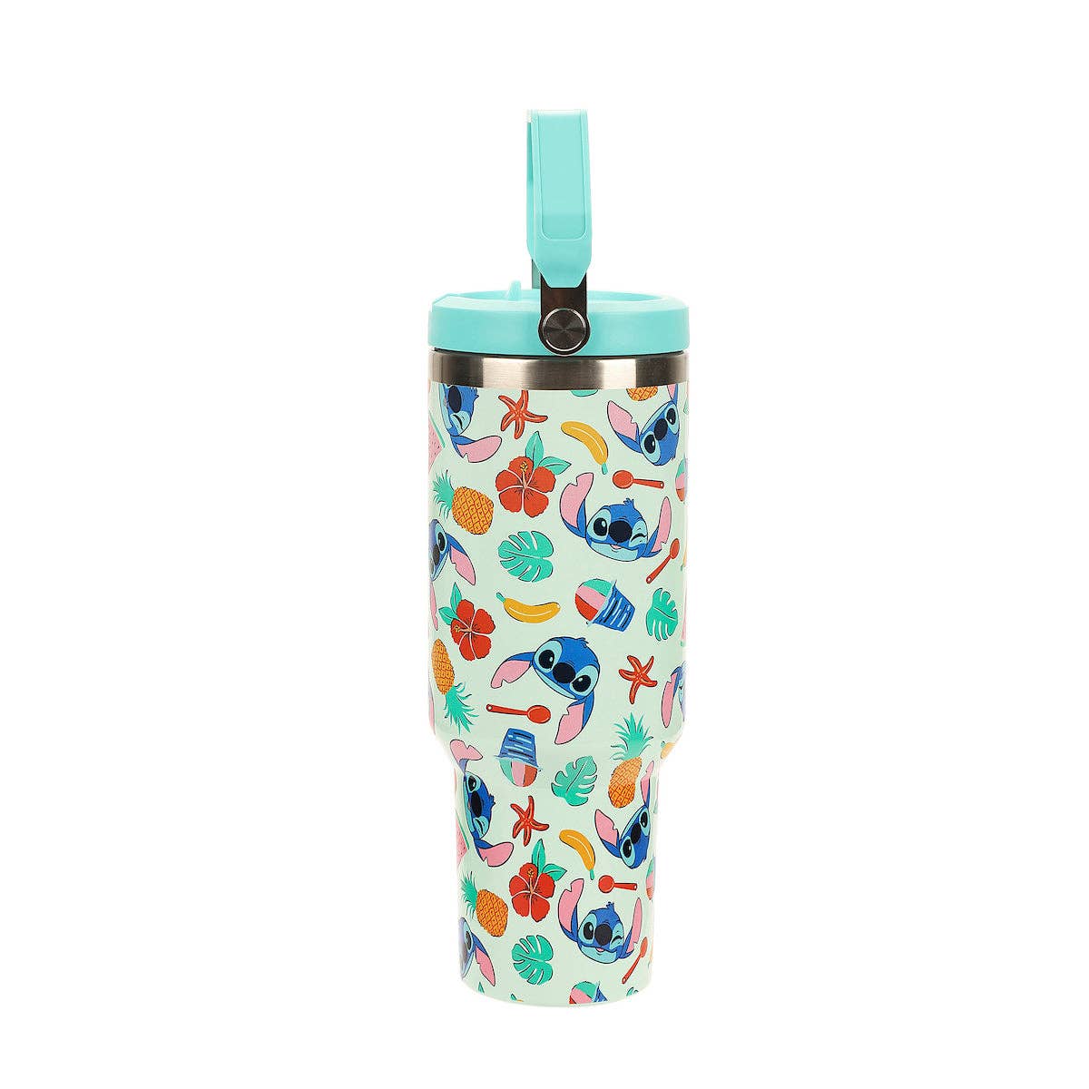 Lilo & Stitch All-Over Tropical Stitch Print Blue 40 Oz Stainless Steel Water Bottle