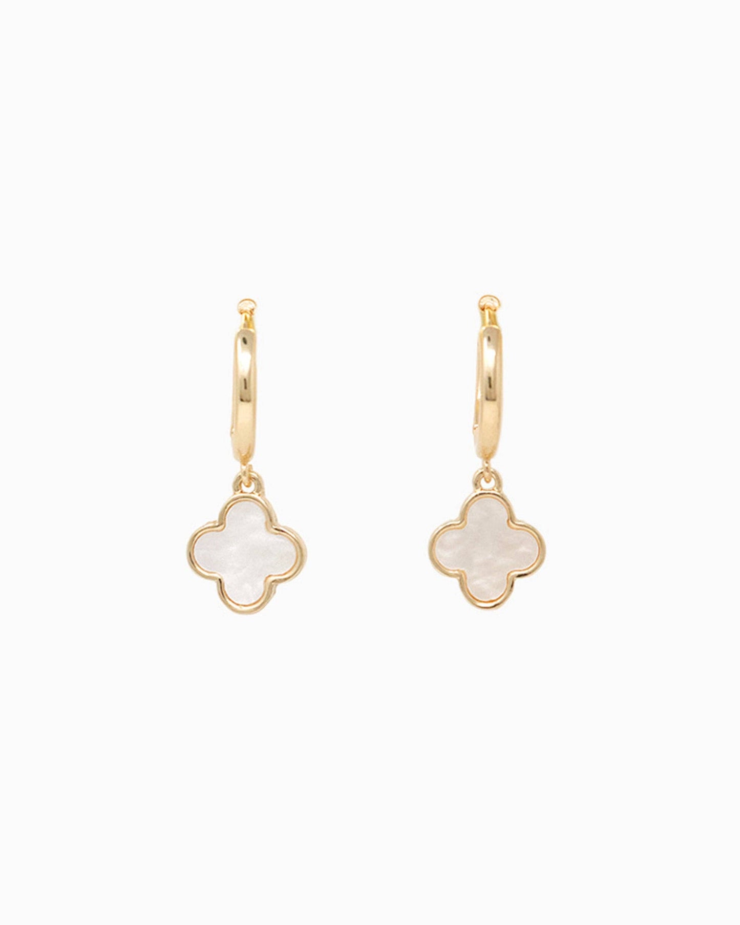 Mother of Pearl Clover Earring Set, Set of 3: White