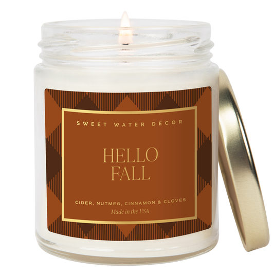 *NEW* Hello Fall 9 oz Soy Candle - Fall Decor & Gifts