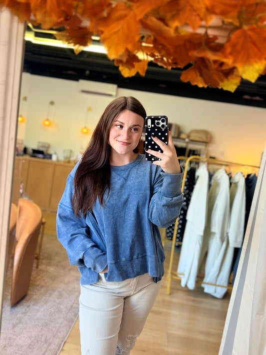 Vintage Washed Sweatshirt: Denim