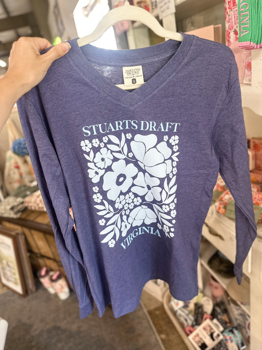 Stuarts Draft Navy Heather V-Neck Tee