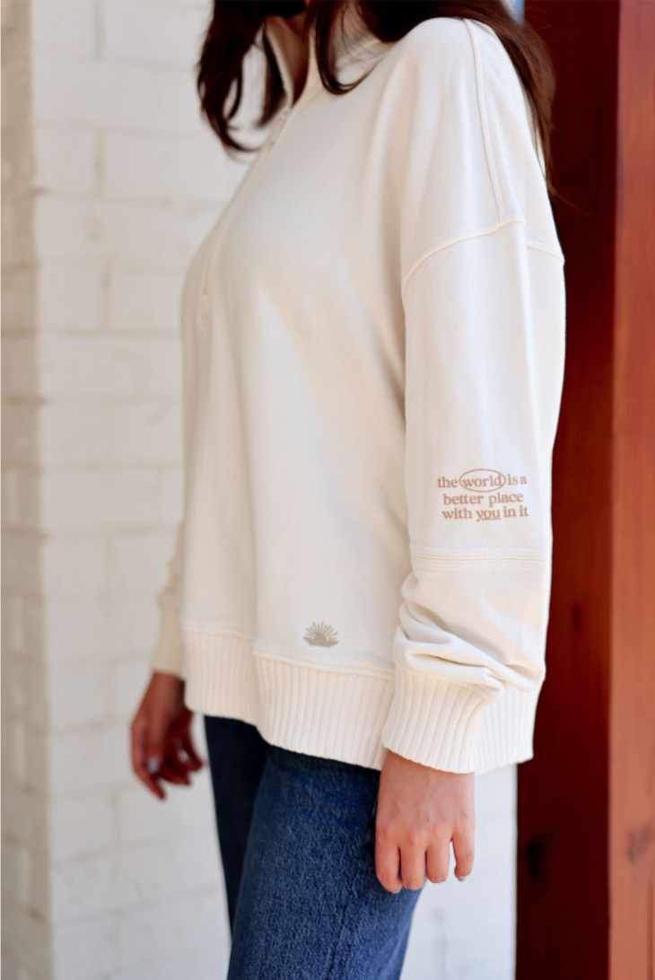 A Better Place With You - Early Riser Quarter Zip - Cream