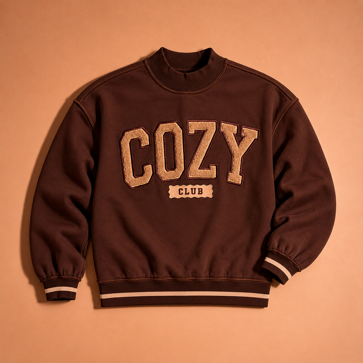 Mockneck Oversized Sweatshirt-Cozy Club