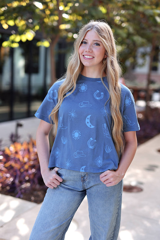 Western Elements - (Indigo) Short Sleeve/Crew