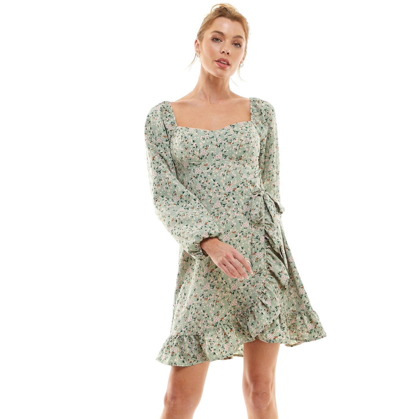 Wildflower Whisper Corset Wrap Dress: Sage