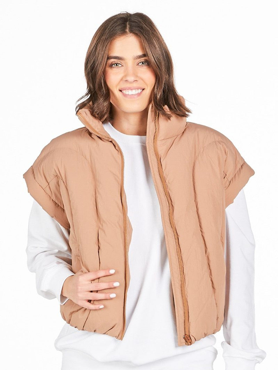 Simply Southern Lottie Puffy Vest - Umber/Tan