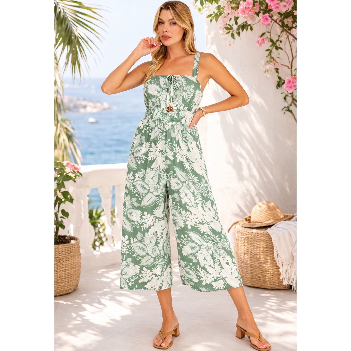 Sage Paradise Tropical Jumpsuit