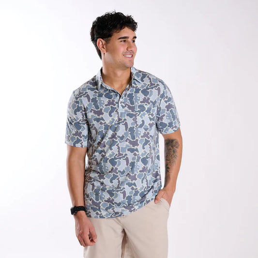 Simply Southern Men's Coastal Button Down Shirt-Blue Camo