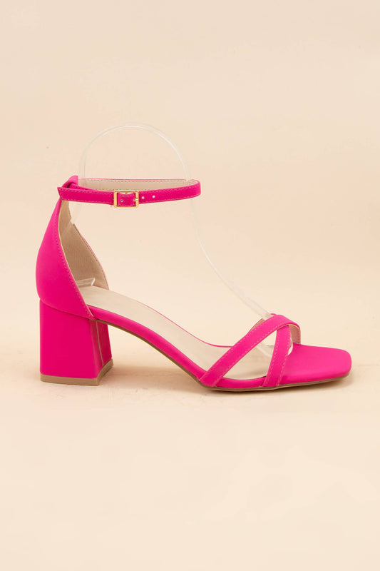 Malibu Block Heel Strap Sandal - Hot Pink