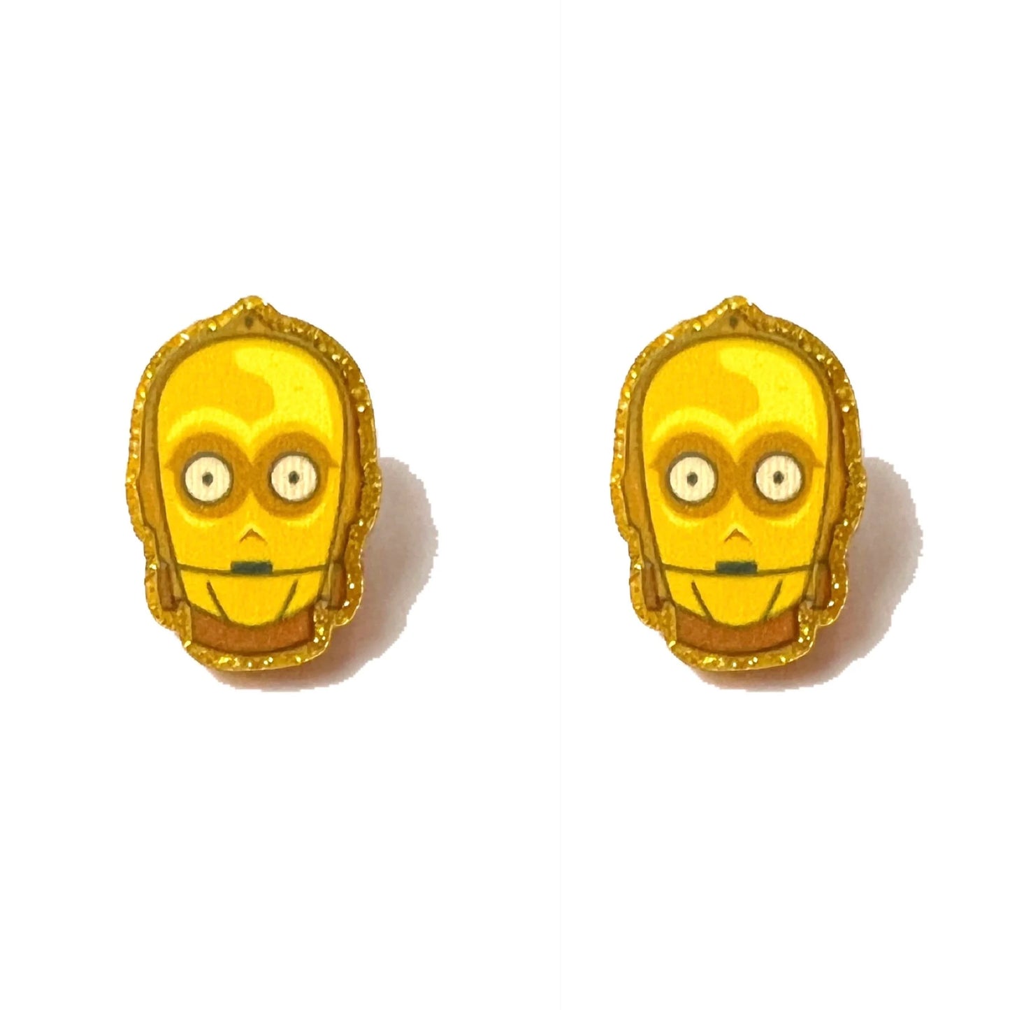 Gold Droid Post Earrings