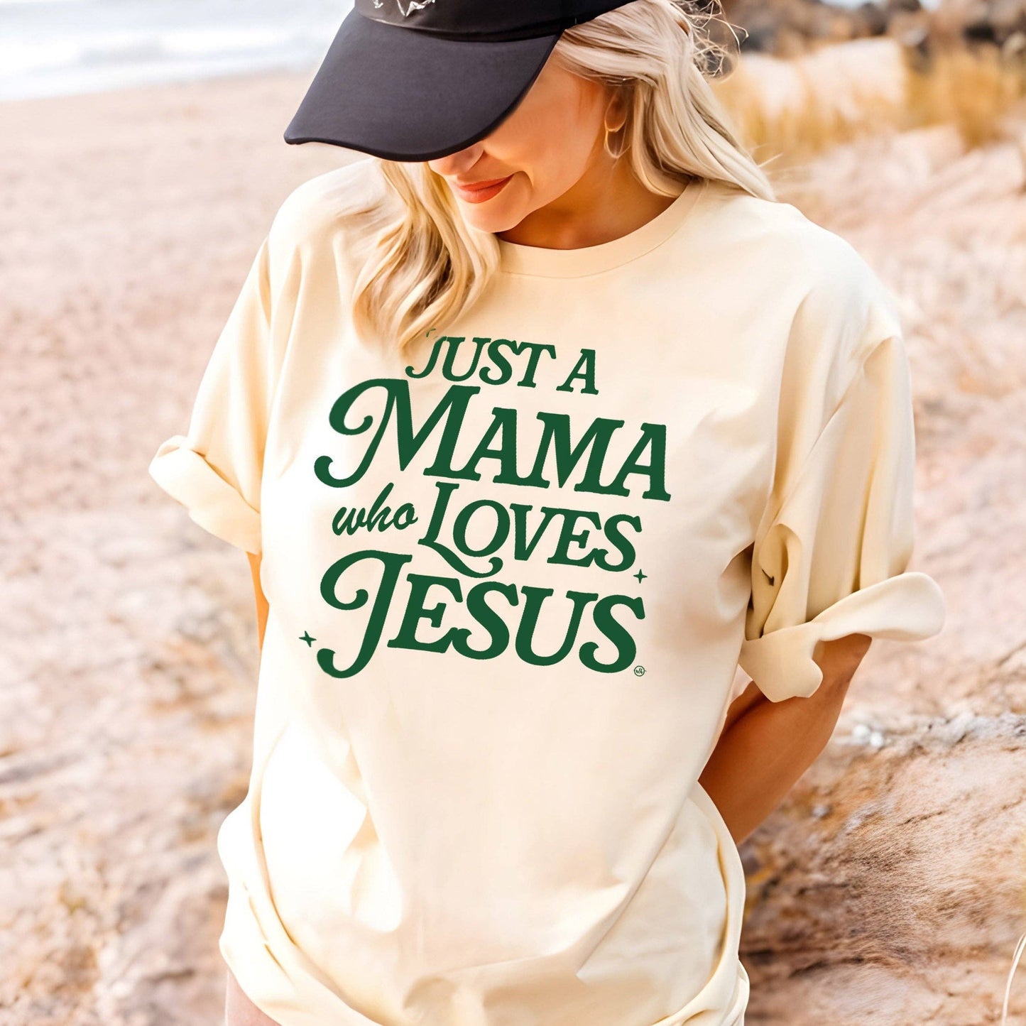Just A Mama Who Loves Jesus Christian Tee