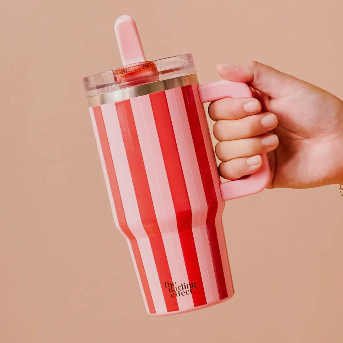 20 oz Lifestyle Flip Straw Tumbler-Peppermint Stripes