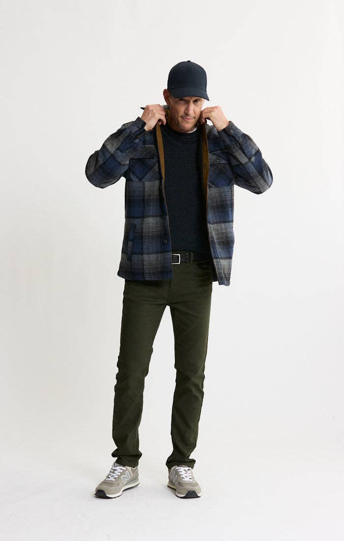Thermal Lined Wool Blend Shirt Jacket: BLUE/GREY PLAID