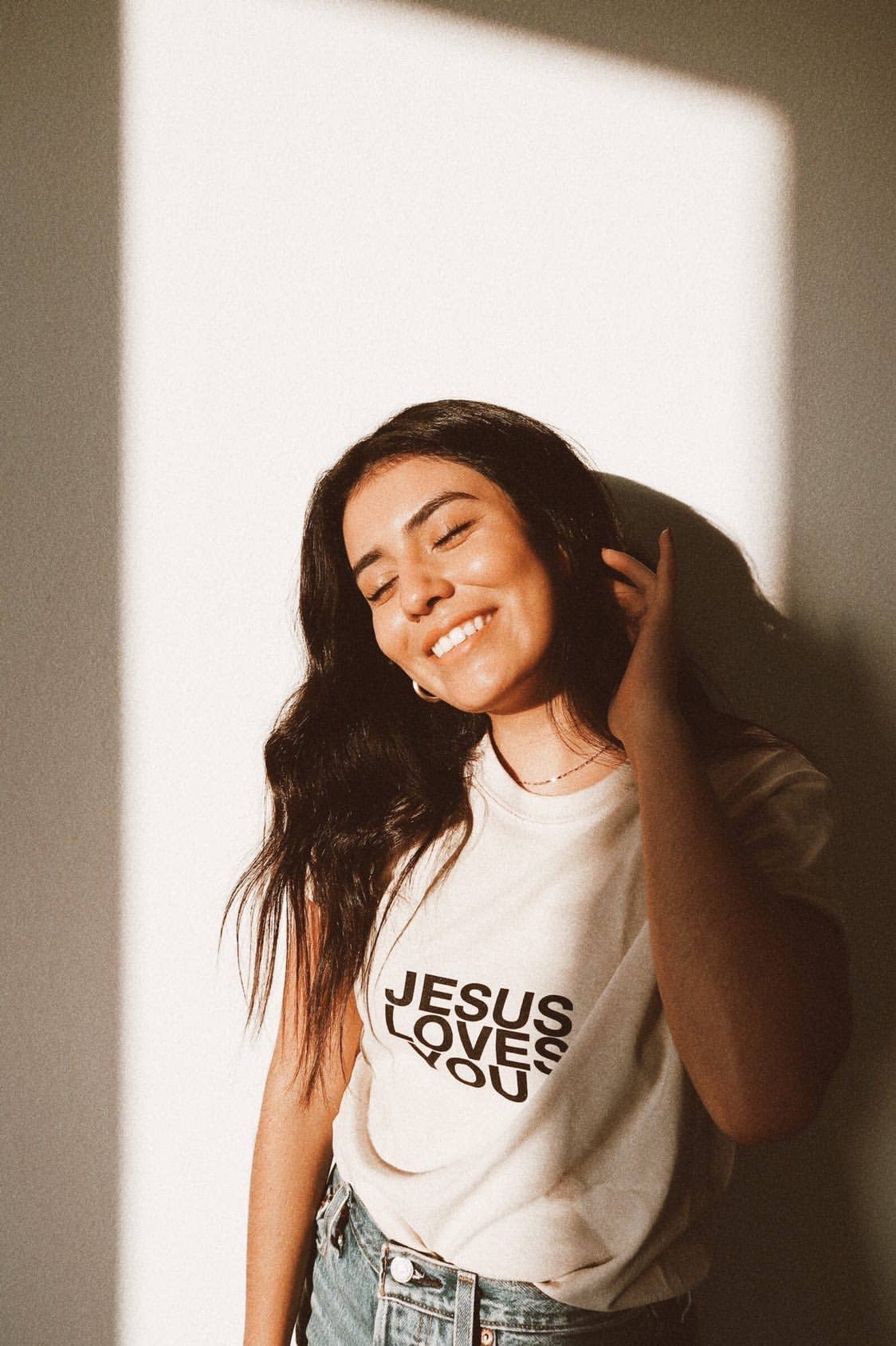 Jesus Loves You Sand Tan Logo Tee