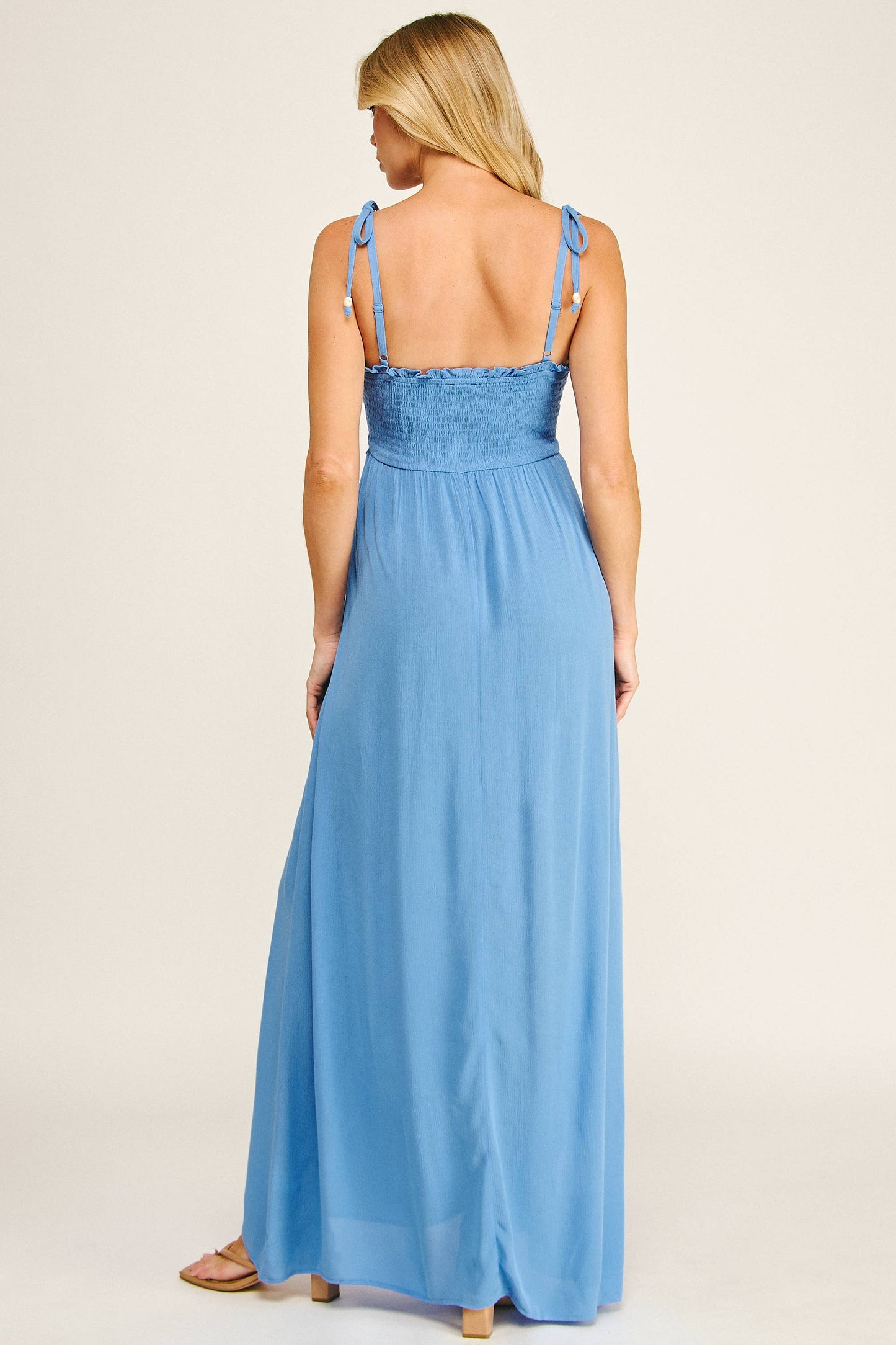 Summer Skies Soft Flow Rayon Maxi Dress - Ocean Blue