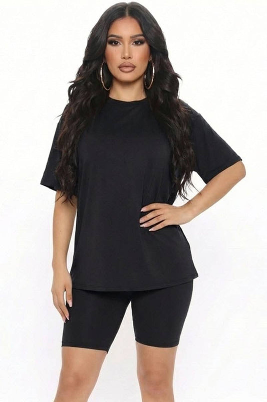 *PRE-ORDER* Loose Fit Top & Bike Shorts Set: Black