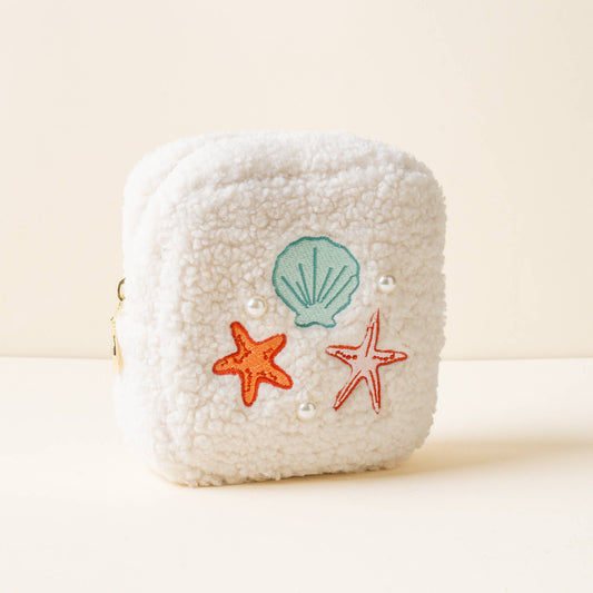 Teddy Pouch-Square Seashells + Pearls