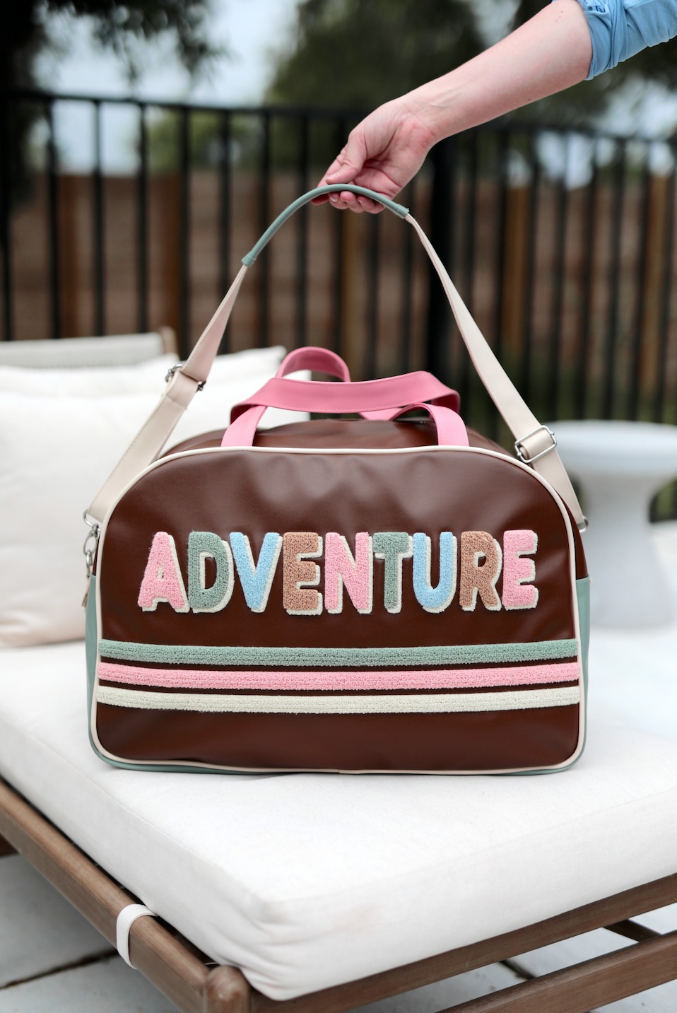 Weekender Duffle Bag- Adventure (Espresso/Cream/Sage/Pink)