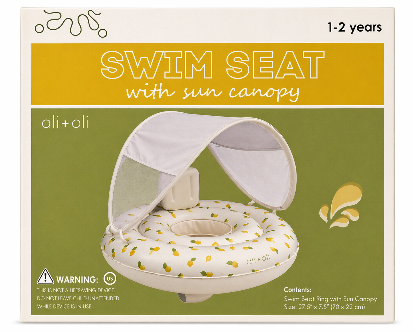 Ali+Oli Baby Swim Seat with Sun Canopy (Lemons)