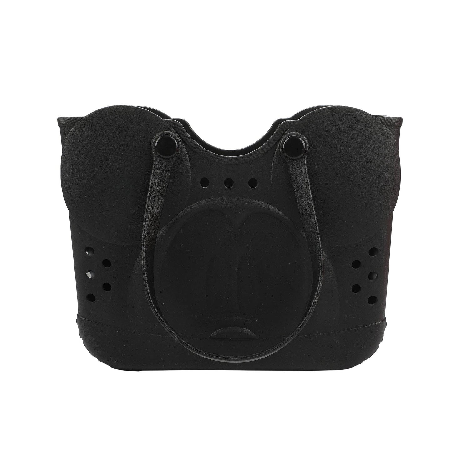 Disney Mickey Mouse Big Face 16.5" Adult Black Water-Resistant Rubber Molded Large Gummy Tote Beach Swim Bag