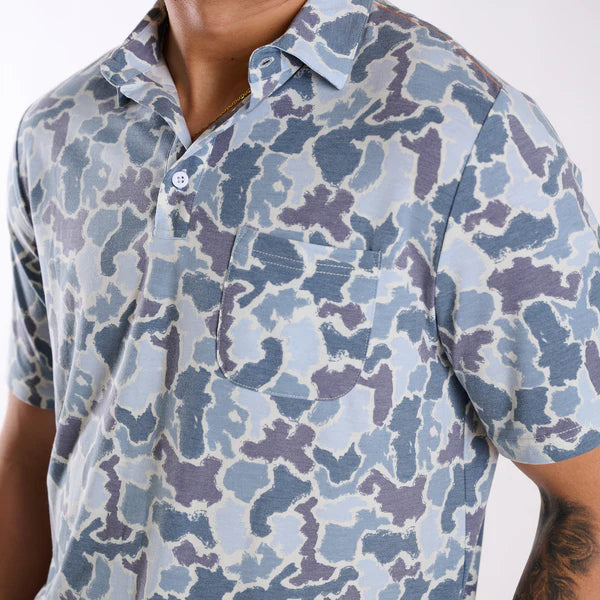 Simply Southern Men's Coastal Button Down Shirt-Blue Camo