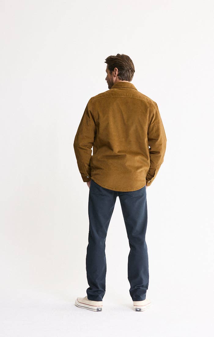 Sherpa Lined Corduroy Shirt Jacket: KHAKI