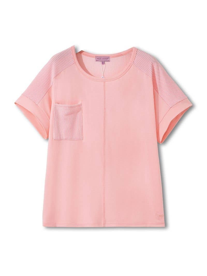Simply Southern Boxy Patch Pocket Favorite Tee-Pink