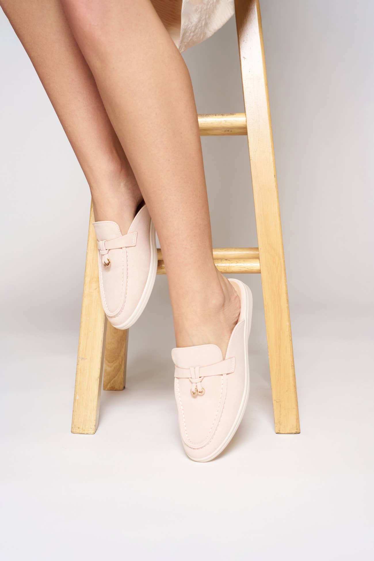 Irene Classic Loafer Mule Slip-On Backless Flats Casual Ever: Blush