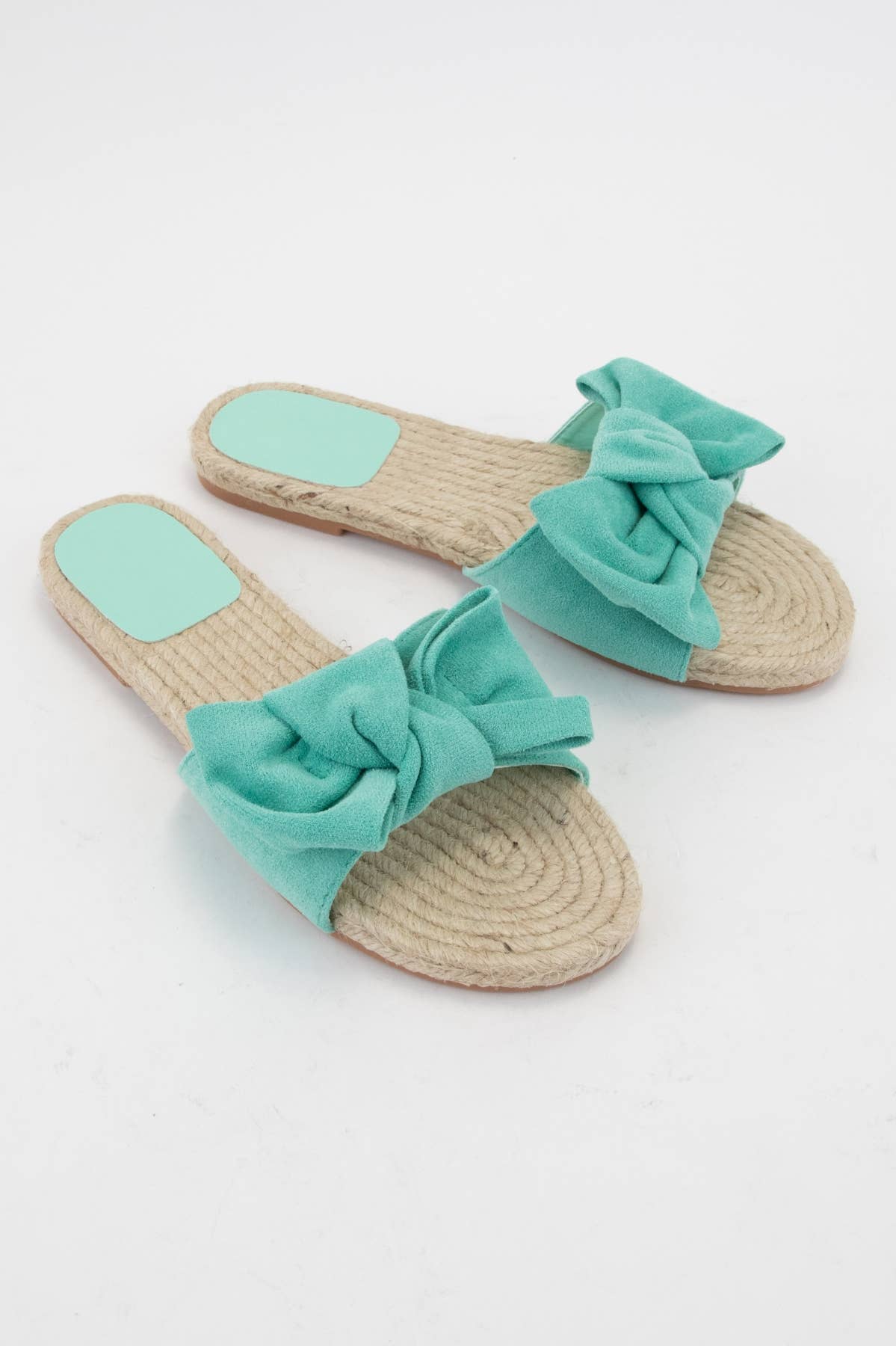 Aileen Oversized Bow Espadrille Slide Sandals: Mint