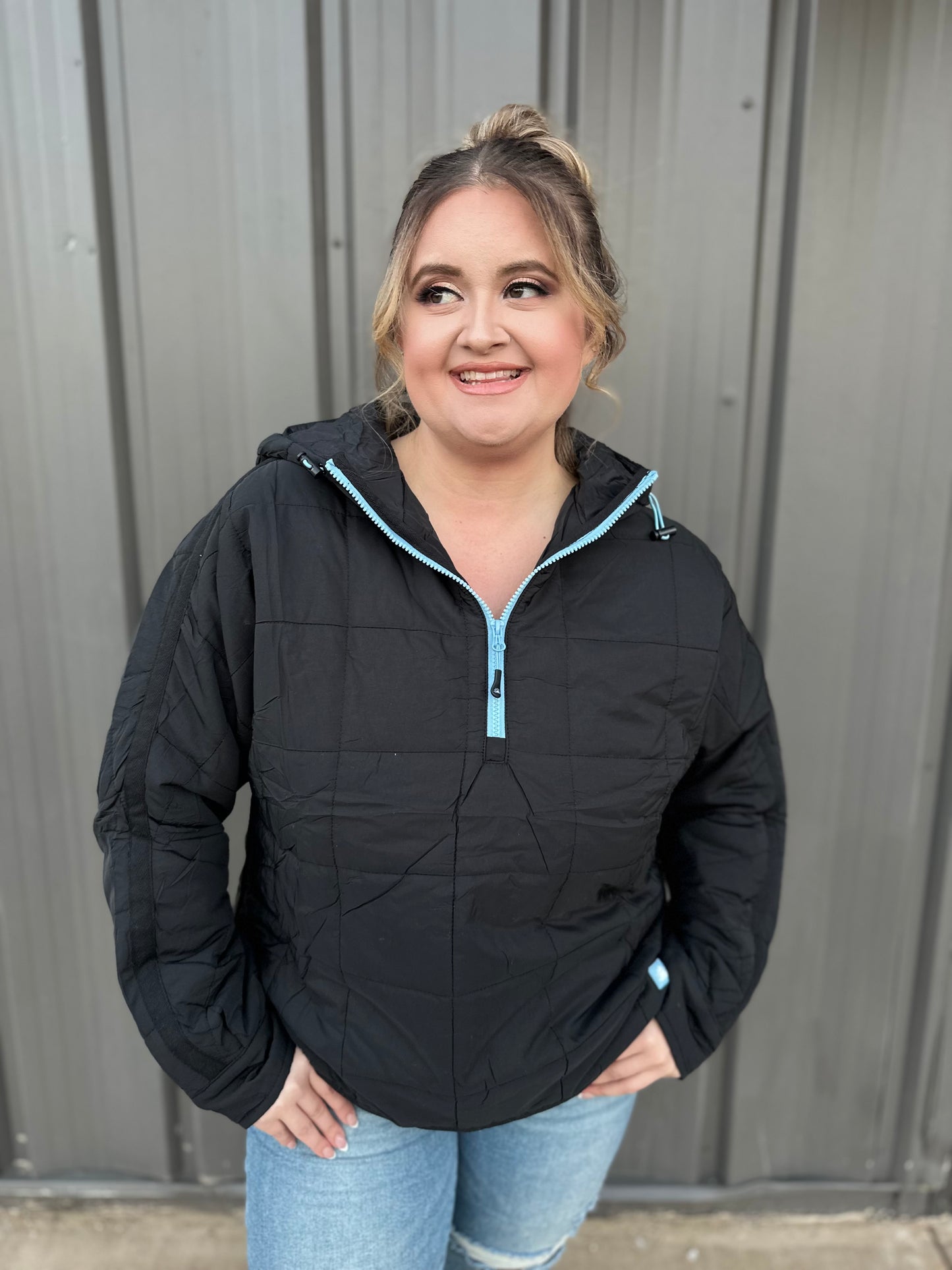 On Cloud Nine Puffer Hoodie - (Midnight/Sky Blue Accent)