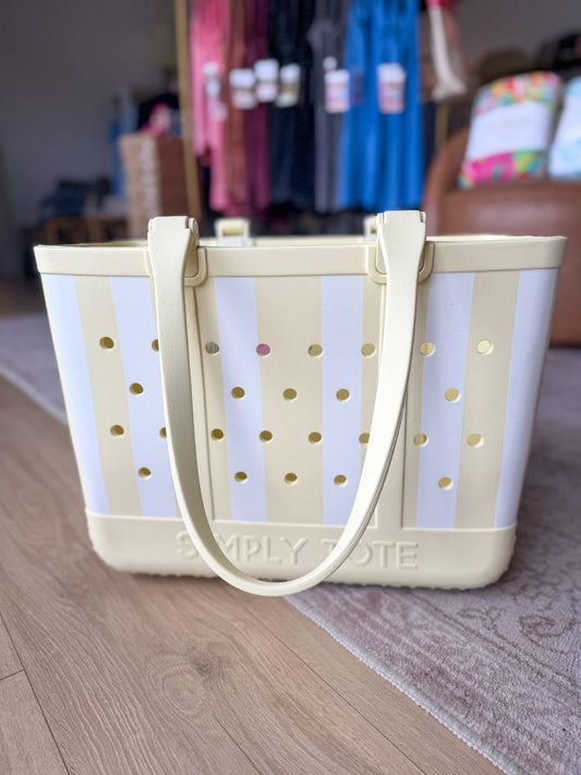 Striped Simply Tote: LEMON