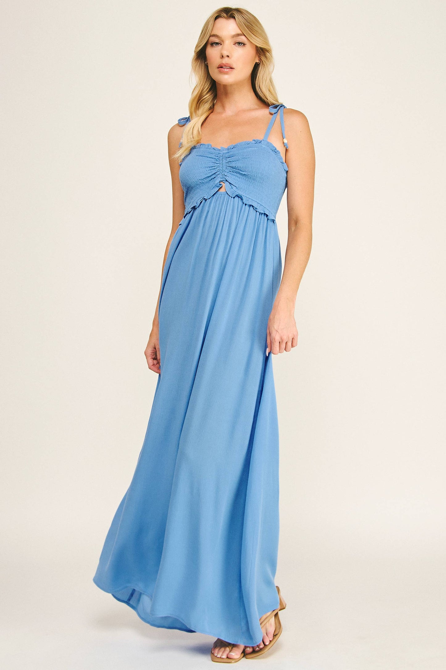 Summer Skies Soft Flow Rayon Maxi Dress - Ocean Blue