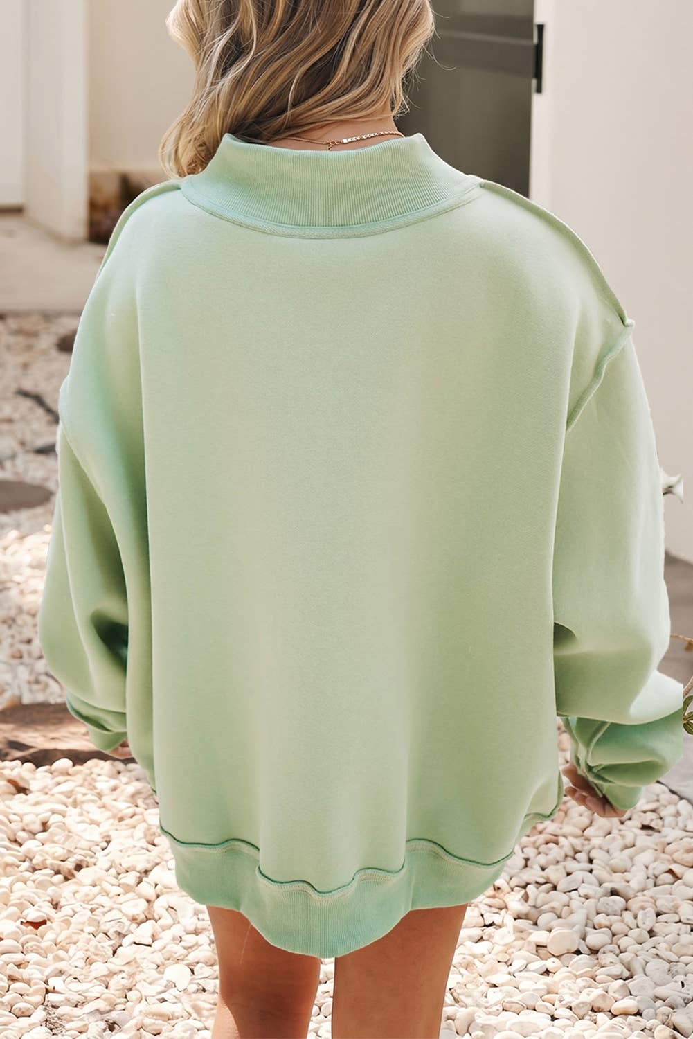Jesus Long Sleeve Shift Mock Neck Sweatshirt: Meadow Mist Green