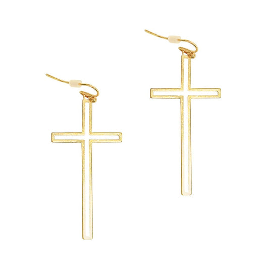 Gold Forgiven Cross Earrings