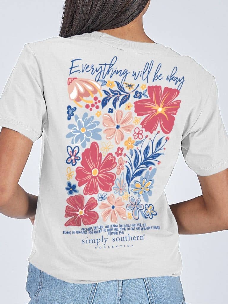 Simply Southern Everything Will Be Okay Youth Tee - Star Grey
