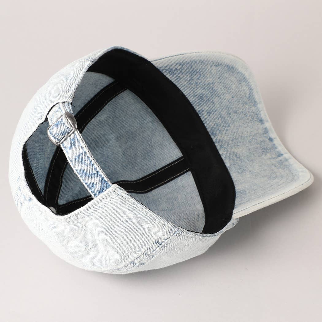USA Letter Chenille Patch Baseball Cap: LT BLUE