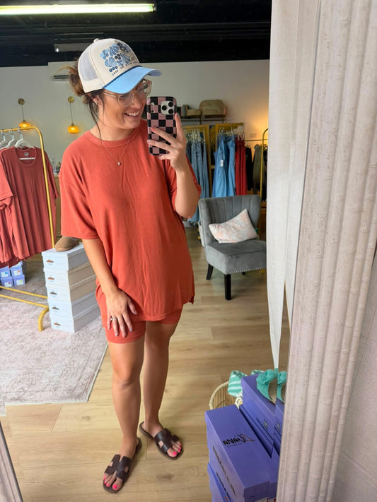 Let’s Go Ribbed Biker Set -  Vintage Orange