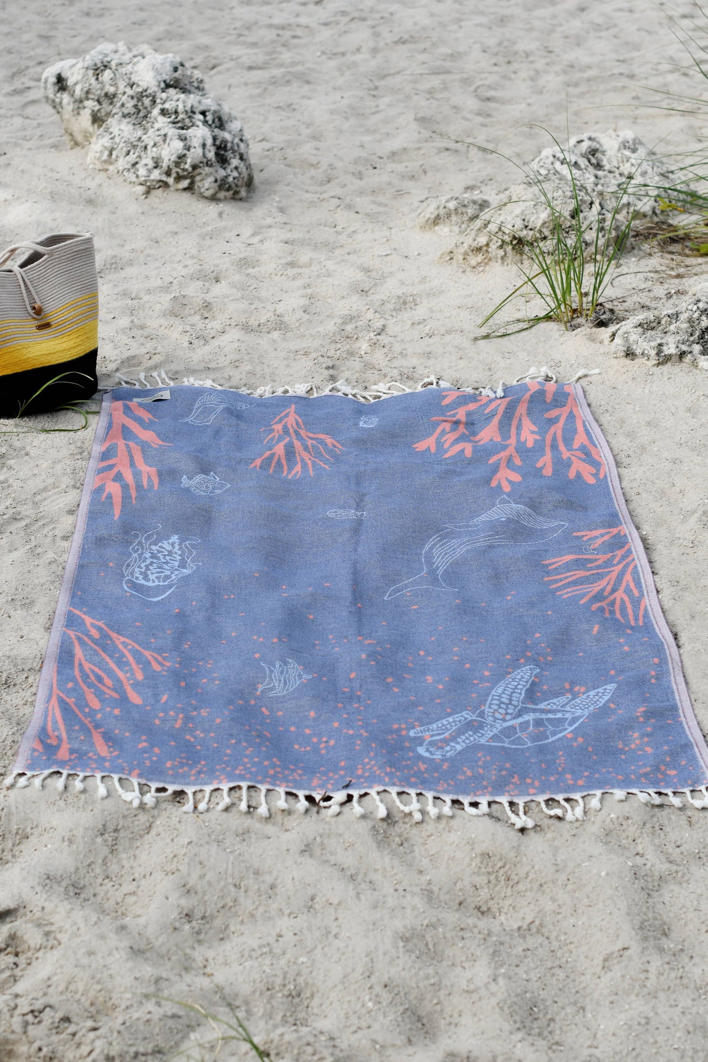 Deep Blue Ocean Peshtemal Pure Cotton Beach Towel