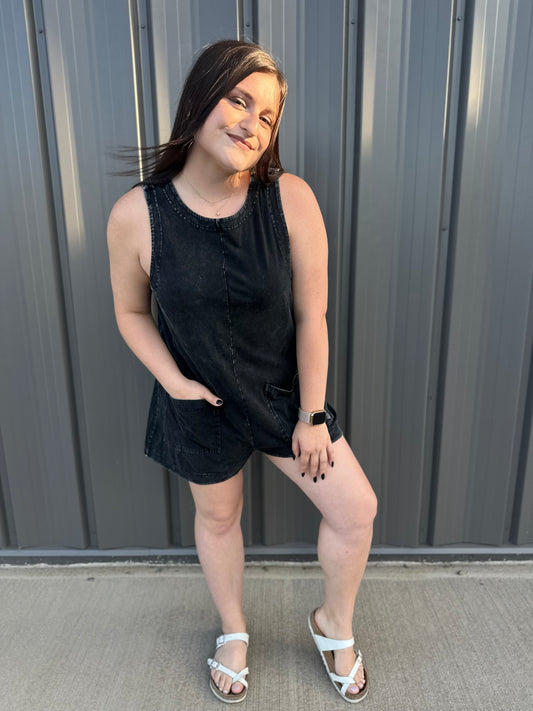 Tailgate Romper- Midnight