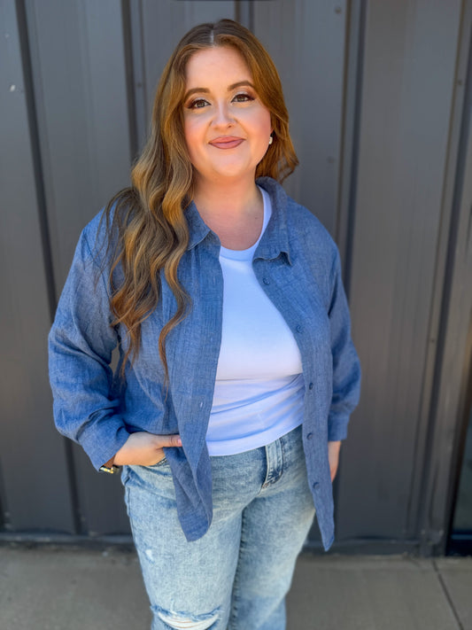 Basic Button Up || Blue
