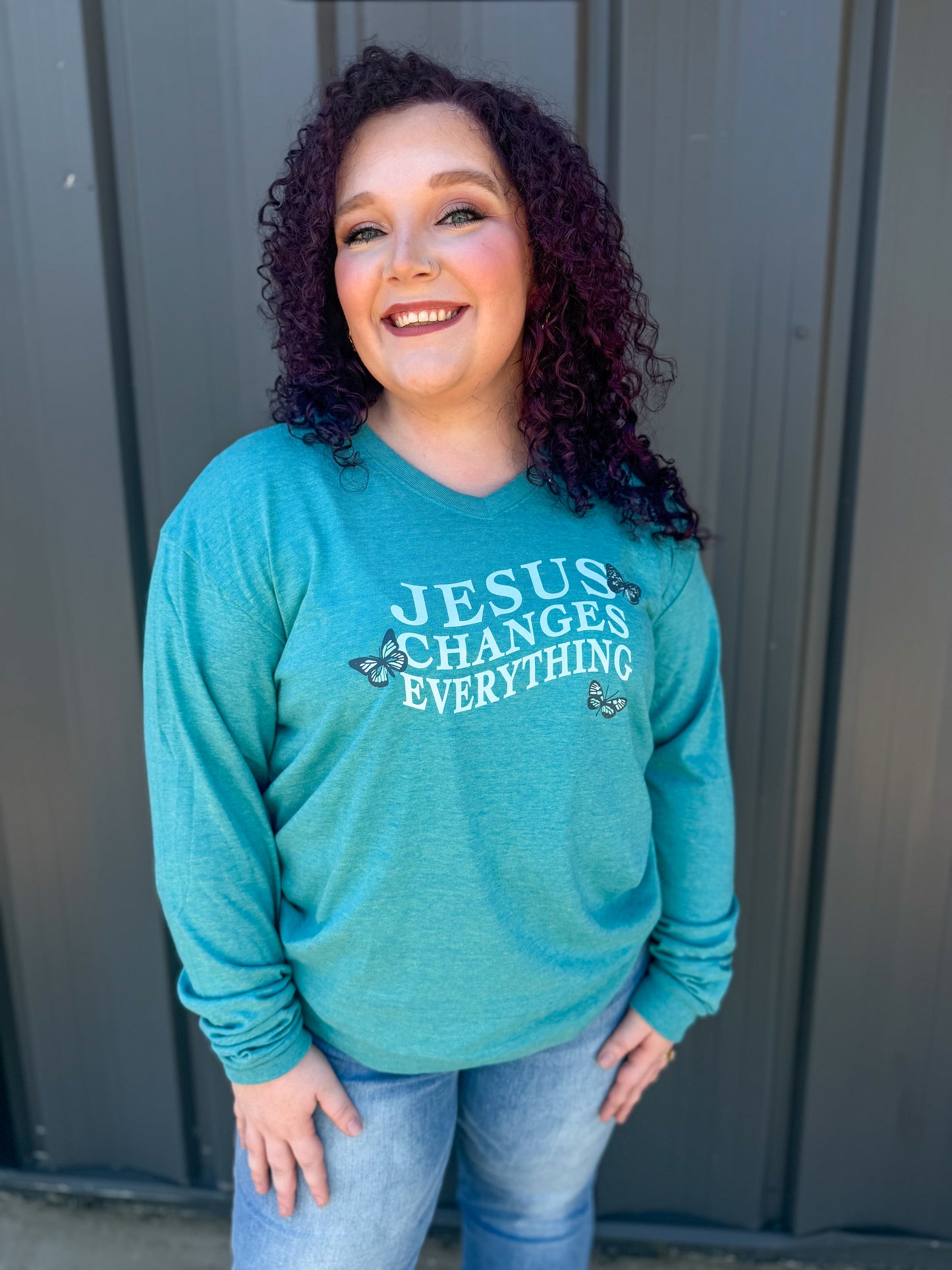 Jesus Changes Everything LS Tee – Heather Jade