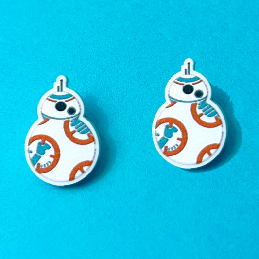 Orange Droid Post Earrings